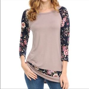 NWOT Floral Raglan Tunic XL